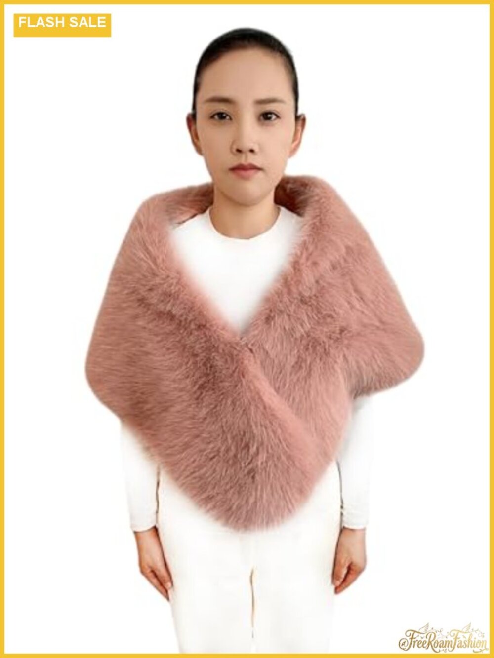 Long Pile Faux Fur Shawl Wrap Stole Velvet Lined Wedding Evening